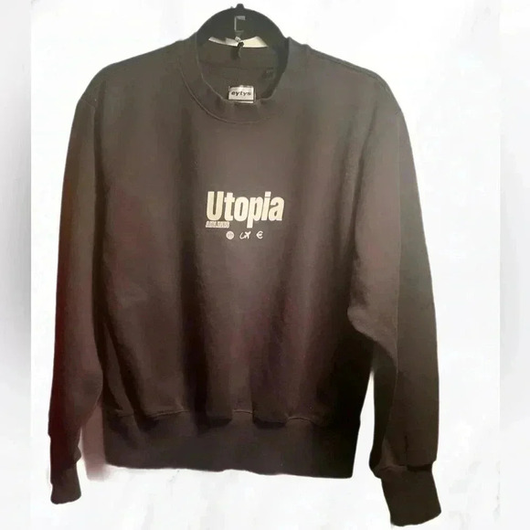 EXYTS x HM black crew neck casual relaxed fit cotton long sleeve sweatshirt S - Picture 2 of 5